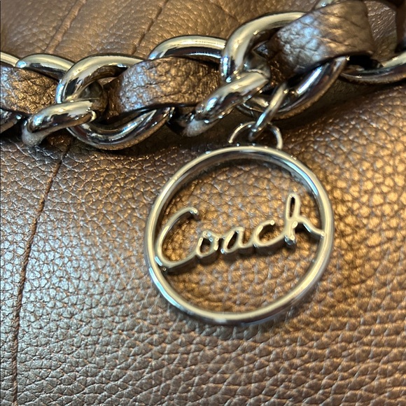 Coach Bronze Leather Shoulder Bag with Chain Detail - Picture 7 of 16